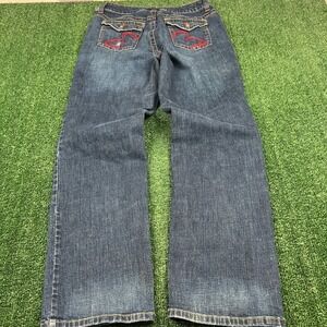 VTG Event Jeans Women's Wash Sz 14 31x31 Bootcut Stretch Embroidered Hearts Flap